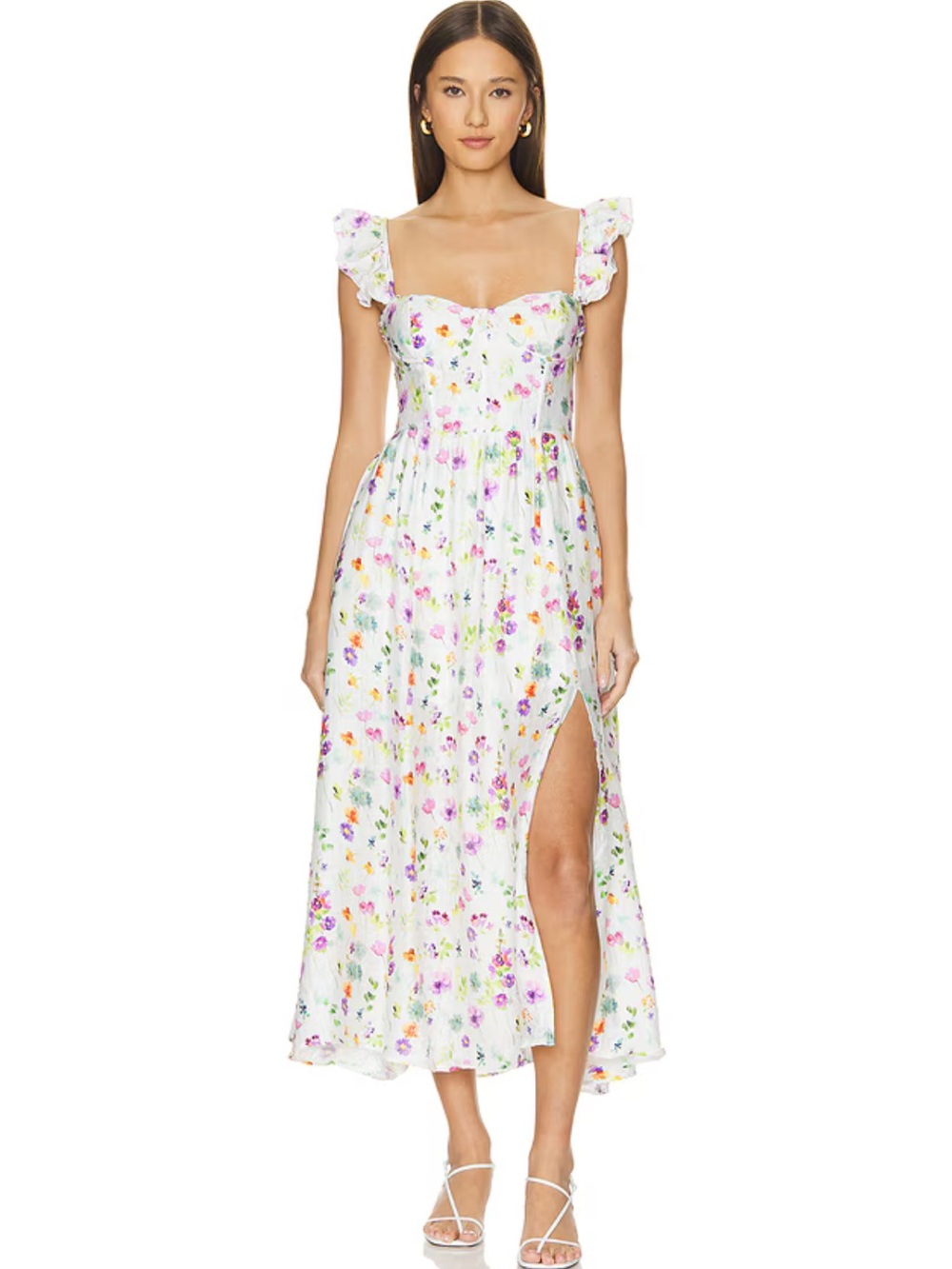 NWT ASTR the Label Wedelia Dress in White and Floral-M